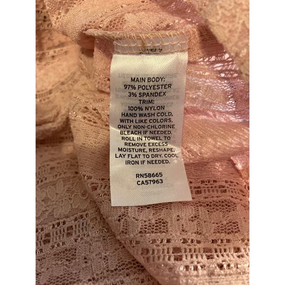 HALOGEN Lace Mock Neck Pullover Long Sleeve Blouse Top Size Large Pink Smoke NWT - Picture 4 of 4